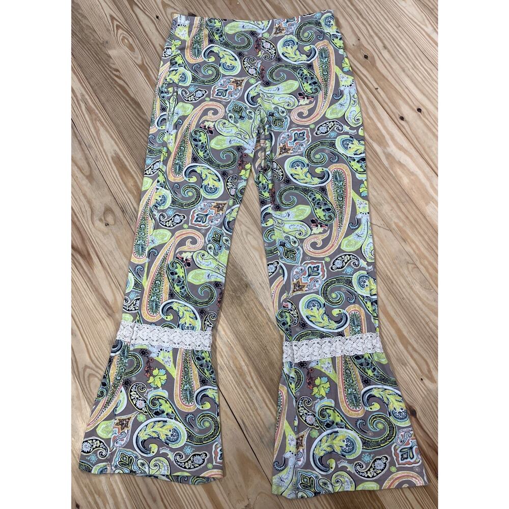 RILEY + JAMES Paisley PALAZZO Pants HIGH RISE Flare Size Large